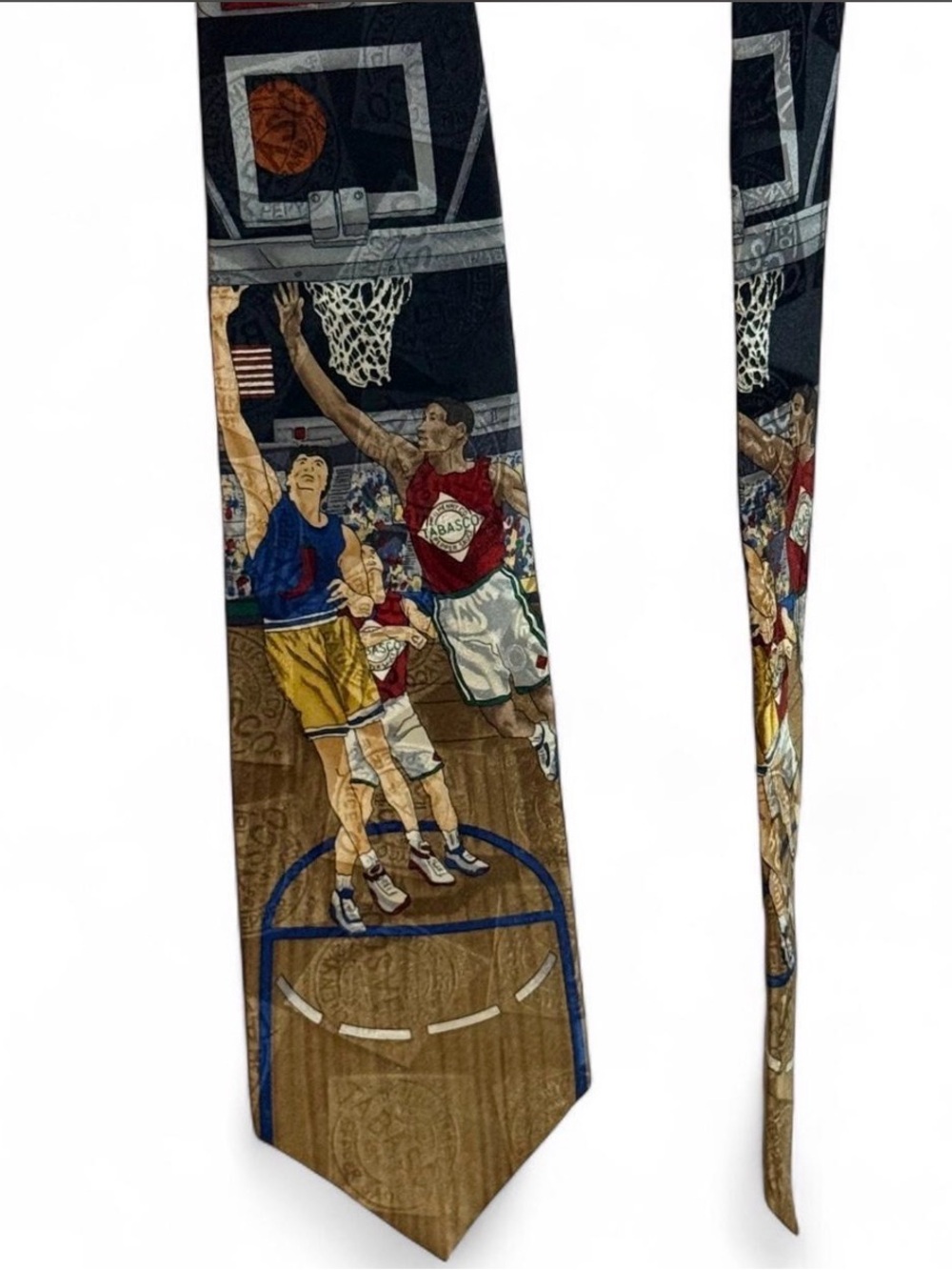 Vintage Tabasco Basketball Silk Novelty Tie 90s